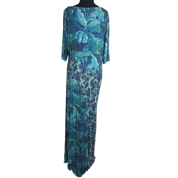 Soft surroundings Saunterre Tropical Green Leaf Print Maxi Dress Large - Picture 3 of 14